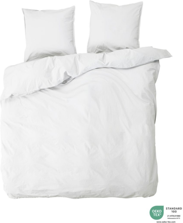 Dobbelt sengesæt byNORD Ingrid økologisk percale bomuld Snow 200x220 cm inkl. 2 pudebetræk Oeko-Tex enzymvasket