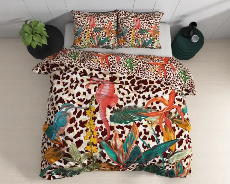 Ida multi satin sengesæt 200x220 cm – 100% bomuldssatin, moderne print, anti-allergisk, inkl. 2 pudebetræk