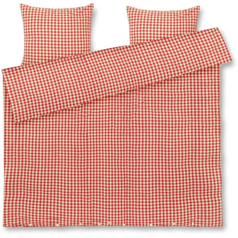 Juna Bæk & Bølge Sengesæt 200x220 + 60x63 Cm t / Gult - Sengetøj Økologisk Bomuld Rød - 646613